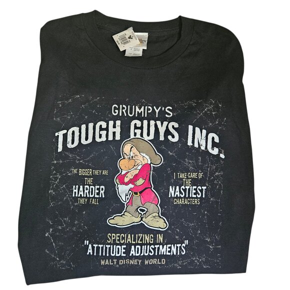 VTG Walt Disney World Long Sleeve Shirt GRUMPY'S Tough Guys SZ Large Black NWT - Picture 2 of 10
